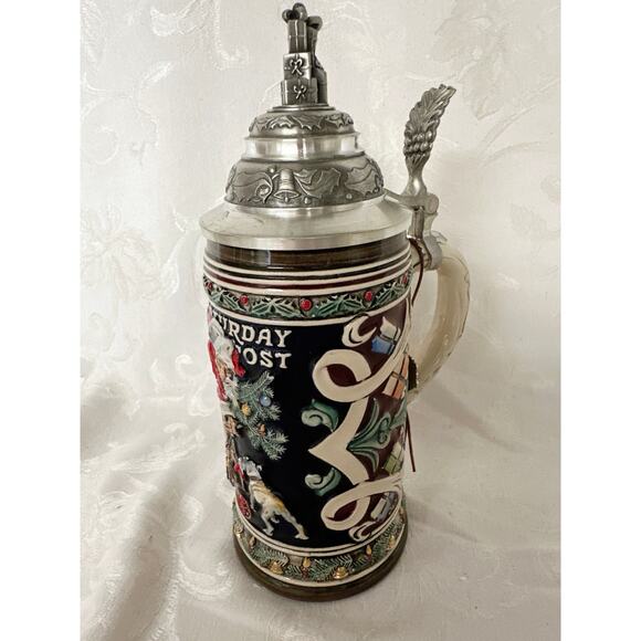 Saturday Evening Post Christmas Santa's Helper Beer Stein Anheuser Busch Limited - Picture 1 of 10